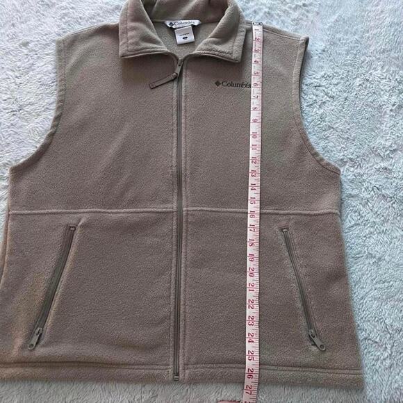 Columbia men’s size large tan fleece vest Full Zip up - Picture 6 of 7